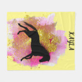 SPARKIEREN SCHWARZER PFERD PERSONALISIERTER BLANKE FLEECEDECKE (Vorderseite (Horizontal))