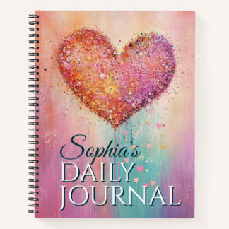 Sparking Watercolor Heart For Every Thought Notizblock