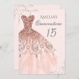 Sparkkleid Rosa Rose Gold Quinceanera Einladung