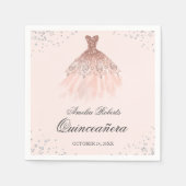 Sparkkleid Rose Gold Quinceanera Napkin Serviette (Vorderseite)
