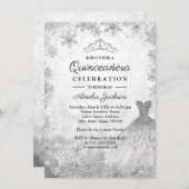 Sparkkleid Schneeflocken Winter Quinceanera Einladung (Vorne/Hinten)