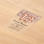 Sparkle 13. Geburtstag Rose Gold Balloons Party Acryleinladungen (Ablage )