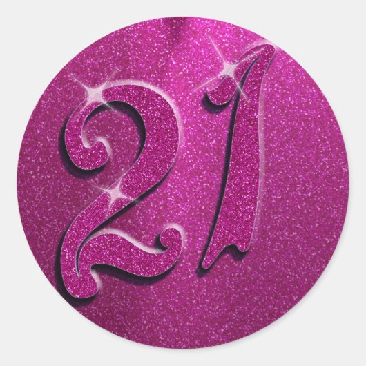 Sparkle 21. Rosa Geburtstagsparty Sticker (Vorderseite)