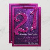 Sparkle 21. Rosa und Lila Einladungen zum Geburtst (Vorne/Hinten)