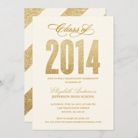 Sparkle Abschluss Einladung (Vorne/Hinten)