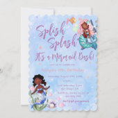 Sparkle American Mermaid Bash Birthday Einladung (Vorderseite)