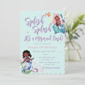 Sparkle American Mermaid Bash Birthday Einladung (Stehend Vorderseite)