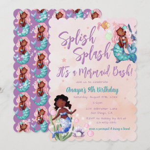 Sparkle American Mermaid Bash Birthday Einladung