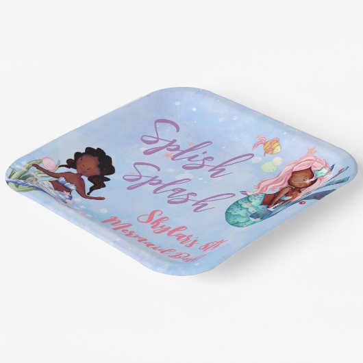 Sparkle American Mermaid Bash Birthday Pappteller (Gewinkelt)