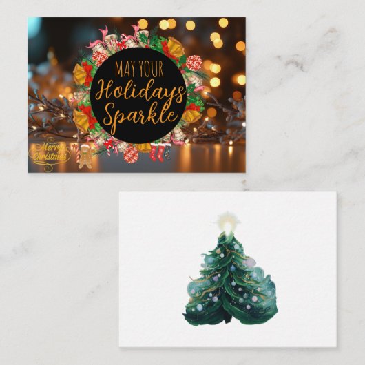 Sparkle and Glow Holiday Photo Card Mitteilungskarte (Vorne/Hinten)