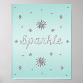 Sparkle Aqua mit Silver Glitzer Poster