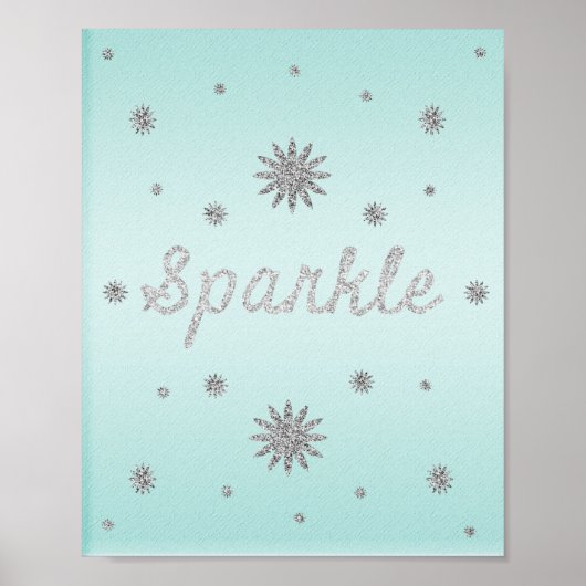 Sparkle Aqua mit Silver Glitzer Poster (Vorne)
