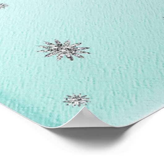 Sparkle Aqua mit Silver Glitzer Poster (Ecke)