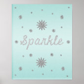 Sparkle Aqua mit Silver Glitzer Poster (Vorne)