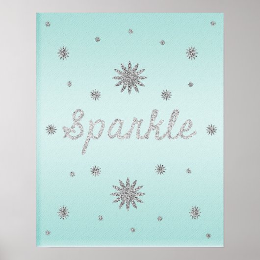Sparkle Aqua mit Silver Glitzer Poster (Vorne)