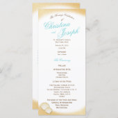 Sparkle Beach Golden Seashell Wedding Program Programm (Vorne/Hinten)