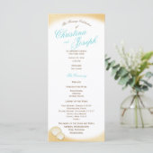 Sparkle Beach Golden Seashell Wedding Program Programm (Stehend Vorderseite)