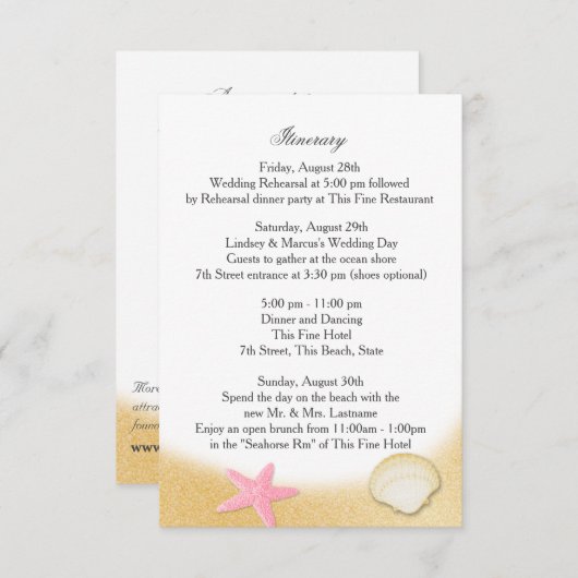 Sparkle Beach Seashell Pink Hochzeitstag Einladung (Vorne/Hinten)