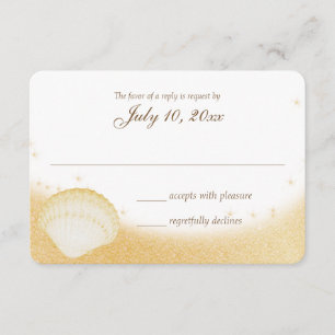 Sparkle Beach Seashelle Wedding Response RSVP Karte