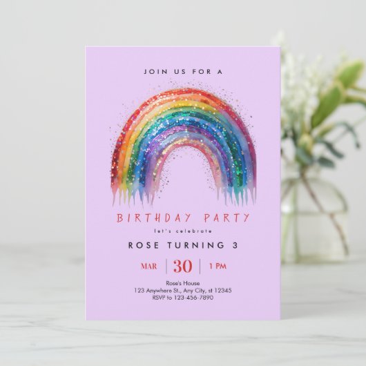 Sparkle Birthday Party Einladung (Stehend Vorderseite)