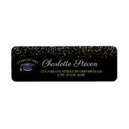 Sparkle Black and Gold Abschluss Rücksendeadresse