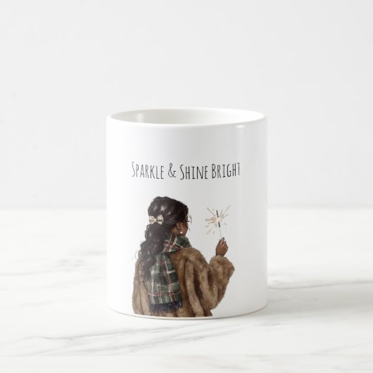 Sparkle Black Girl Christmas New Year Kaffeetasse (Mittel)