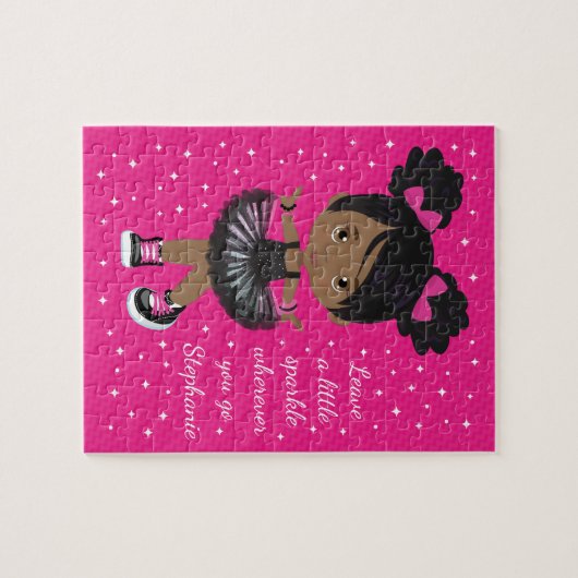 Sparkle Black Girl Personalisiert Puzzle (Horizontal)