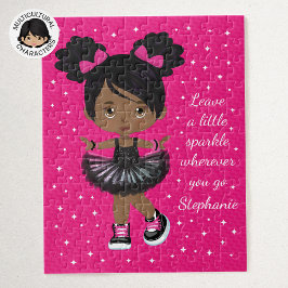Sparkle Black Girl Personalisiert Puzzle