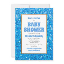 Sparkle Blue Glitzer Baby Dusche Einladung