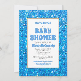 Sparkle Blue Glitzer Baby Dusche Einladung
