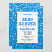 Sparkle Blue Glitzer Baby Dusche Einladung (Vorne/Hinten)