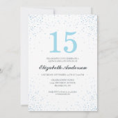 Sparkle Blue Glitzer Dress Stylish Quinceañera Einladung (Rückseite)