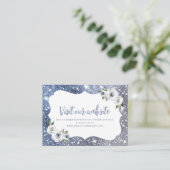 Sparkle Blue Glitzer Floral Website Insert Card Platzkarte (Stehend Vorderseite)