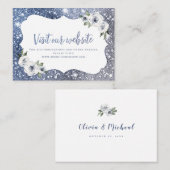 Sparkle Blue Glitzer Floral Website Insert Card Platzkarte (Vorne/Hinten)