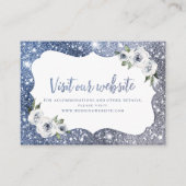 Sparkle Blue Glitzer Floral Website Insert Card Platzkarte (Vorderseite)