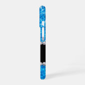 Sparkle Blue Glitzer & Gemes mit Name und Monogram iPhone 16 Hülle (Linke Seite)