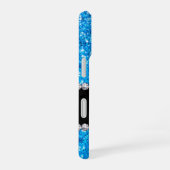 Sparkle Blue Glitzer & Gemes mit Name und Monogram iPhone 16 Hülle (Rechte Seite)