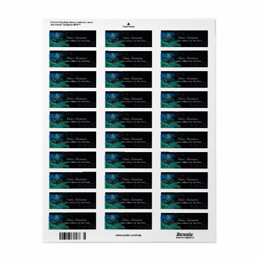 Sparkle Blue & Green Masquerade Address Labels (Vorne)