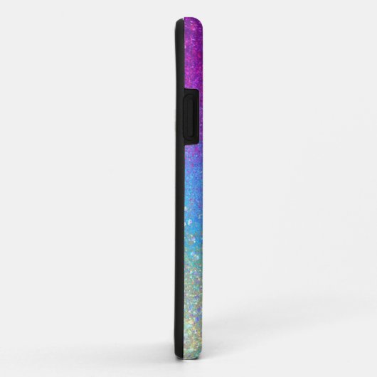 Sparkle Blue & Lila Glitzer Monogram iPhone Case (Hinten/Rechts)