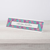 Sparkle Blue Lila Mermaid Schwanz Fish Scale Brigh Schreibtischnamensplakette (Vorderseite )