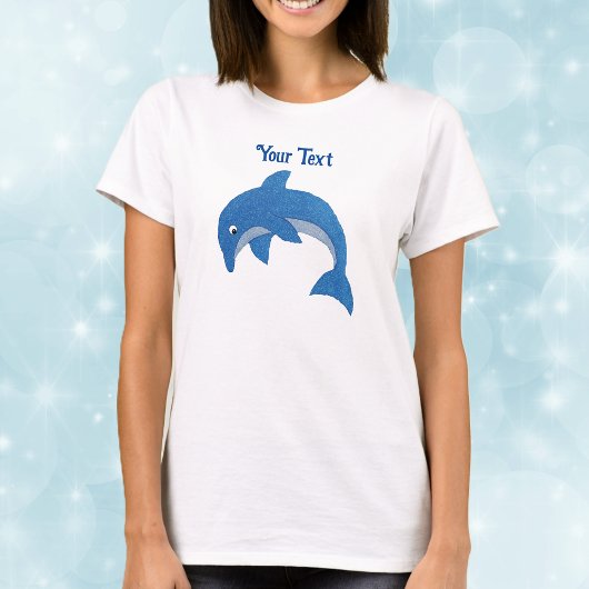Sparkle Blue White Dolphin in Sprungstellung T-Shirt