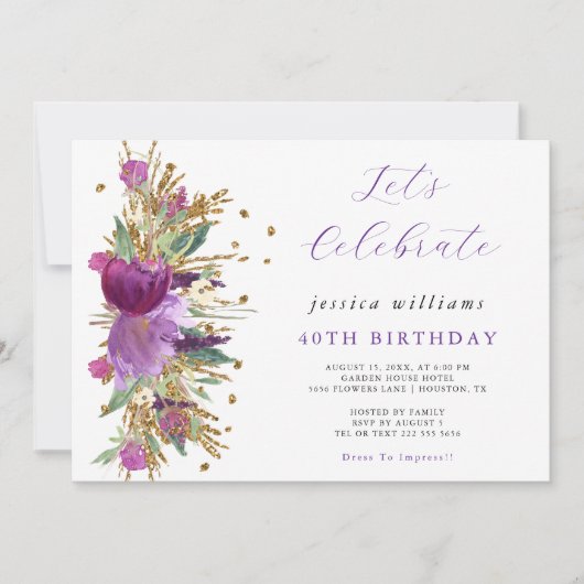 Sparkle Blume Geburtstagsparty Einladung (Vorderseite)