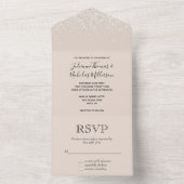 Sparkle Blush Cream Glitz Glitzer Wedding All In One Einladung (Innen Boden)