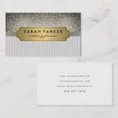 Sparkle Bokeh Imitate Linen Metallic Gold Label Visitenkarte (Vorne/Hinten)