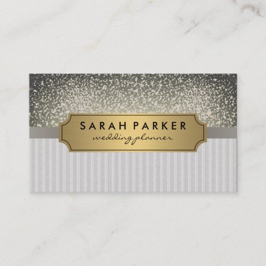 Sparkle Bokeh Imitate Linen Metallic Gold Label Visitenkarte (Vorderseite)