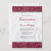 Sparkle Burgundy Glitzer Glam Diamond Quinceañera Einladung (Vorderseite)