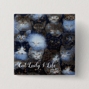 Sparkle Cats Cat Lady 4 Life Button