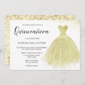 Sparkle Champagne Gown Quinceanera Party Einladung (Vorne/Hinten)