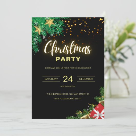 Sparkle Christmas Einladung (Stehend Vorderseite)