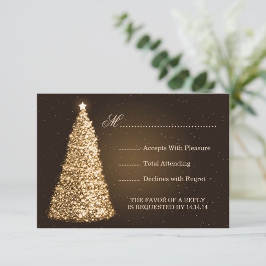 Sparkle Christmas RSVP Gold (Stehend Vorderseite)